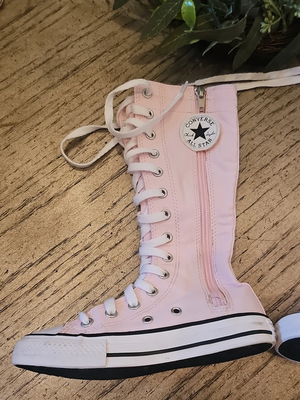 Converse Chuck Taylor All Star High Lace-Up Boots in Light Pink Size 12